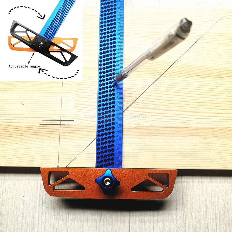 300-400mm-Adjustable-angle-Woodworking-T-Ruler-Hole-Positioning-Crossed-Marking-Gauge-Aluminum-Alloy-Scriber-Measuring