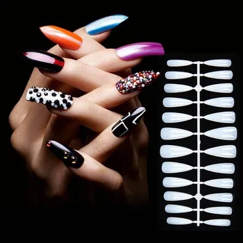 

504pcs Middle Long Stiletto False Nails Two Types Nail Tips Full Cover Almond Shape False Nails Nail Art Tips with Box