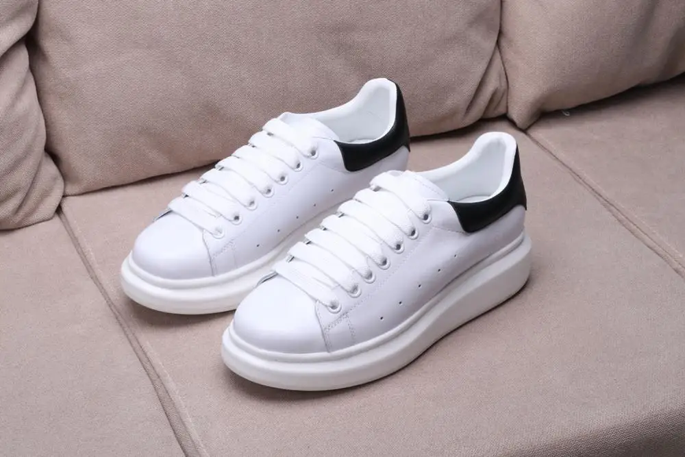 Black leather back Vibsterimma высокое качество Для женщин из натуральной кожи; белые кроссовки на шнуровке; Классическая Повседневная обувь для бега - Цвет: Black leather back