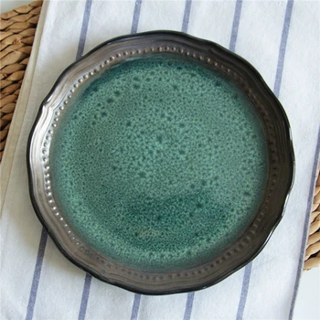 

European style elegant palace embossed Ceramic Dinner Plates Tableware Ceramic Dessert plate steak Cake Dishes Plate