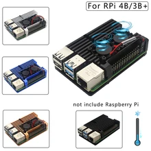 Ventiladores duales Raspberry Pi 4 Modelo B/3B +/3B 4 Color funda de Metal de aluminio con Super dos ventiladores de refrigeración + disipadores de calor para Raspberry Pi 4/3