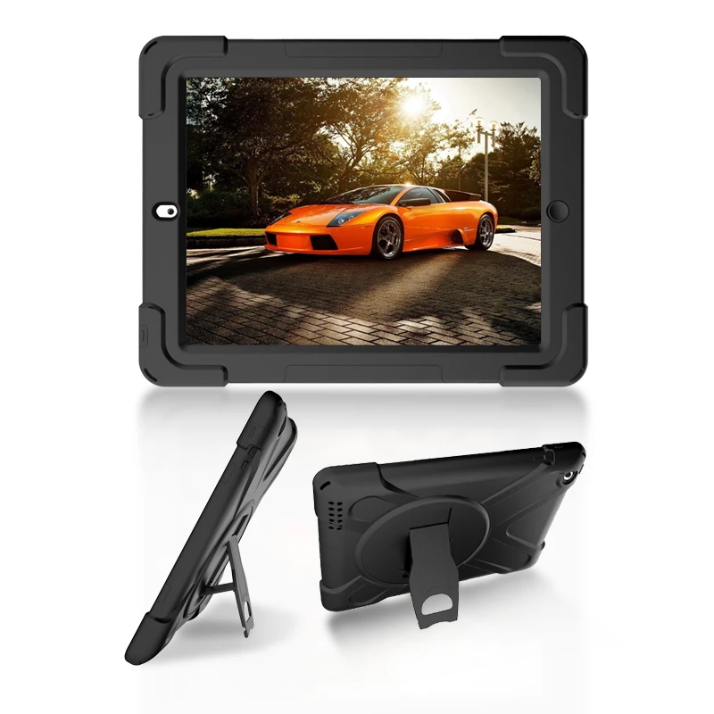 Case For iPad 2 3 4 iPad 3 iPad 4 9.7 inch Tablet, Safe Shockproof Heavy Duty Armor 360 Rotating Kickstand+Shoulder Strap