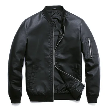 

Spring Autumn Bomber Leather Jacket Men Military Jacket Zipper Motorcycle Leather Jacket Male Oversize Pilot Leather Jacket Coat