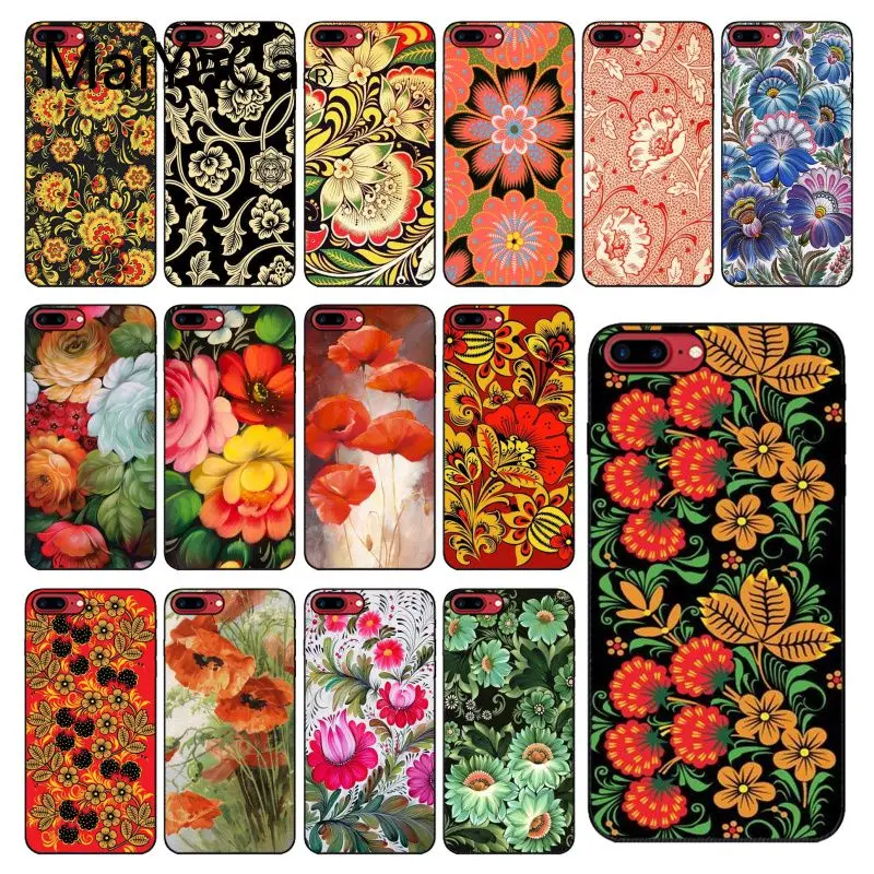 

MaiYaCa Khokhloma Russian Pattern Flower Newly Arrived Phone Case for iPhone 8 7 6 6S Plus X XS MAX 5 5S SE XR 10 Cover Capa
