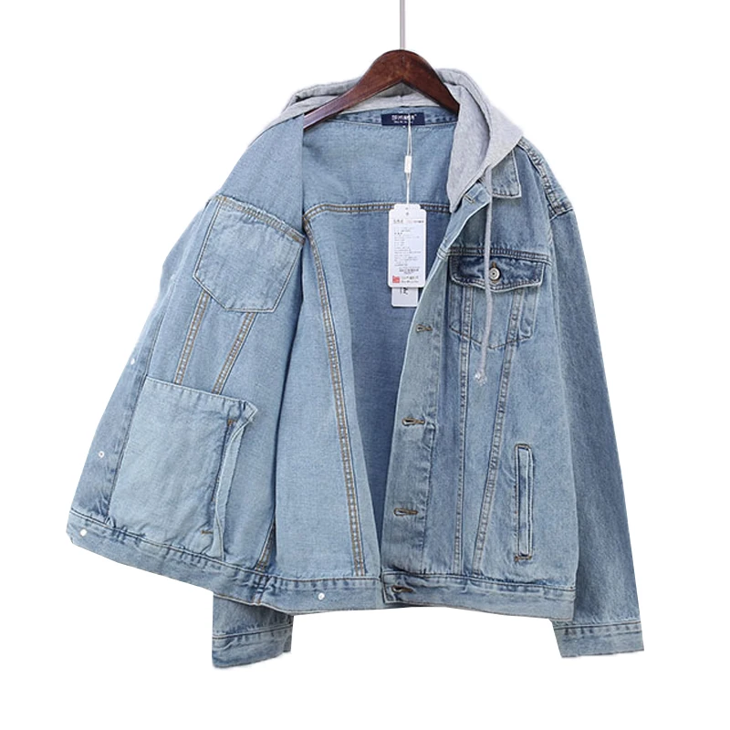 Женская джинсовая куртка в японском стиле осенняя Свободная оверсайз с длинным