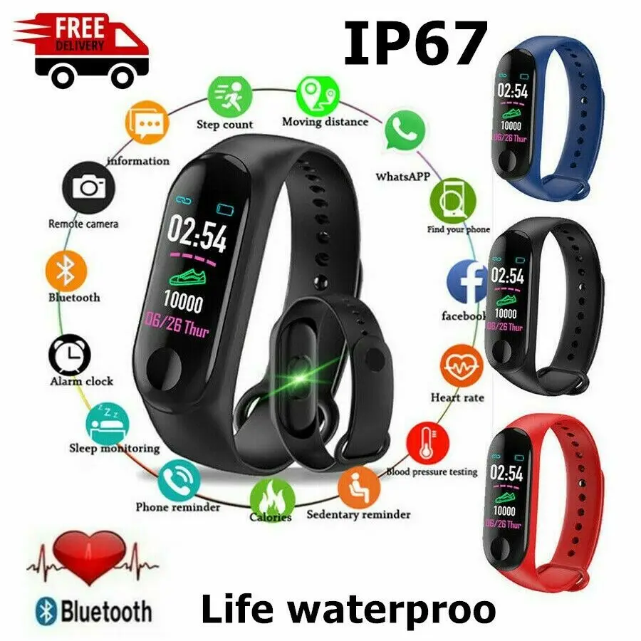 M4 Smart Watch Band Pedometer Watches Bracelet Health Fitness Wristband Blood Pressure Heart Rate Monitor Bands | Спорт и