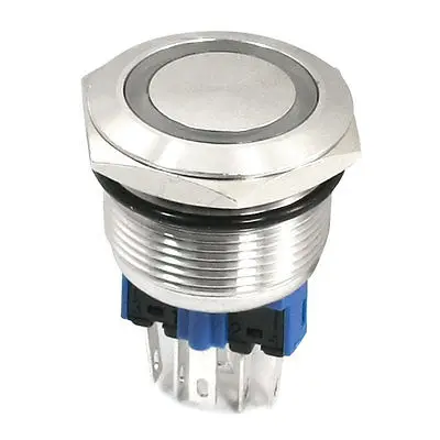 

Yellow LED Light 24V Momentary 6Pin Metal Push Flat Button Switch DPDT