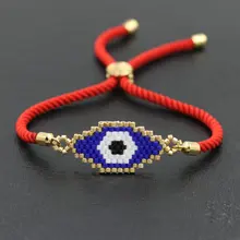 В богемном стиле ручной работы бисер, от сглаза браслет для Для женщин Для мужчин Красный веревки браслеты для пар Шарм Украшение браслет подарок любимым