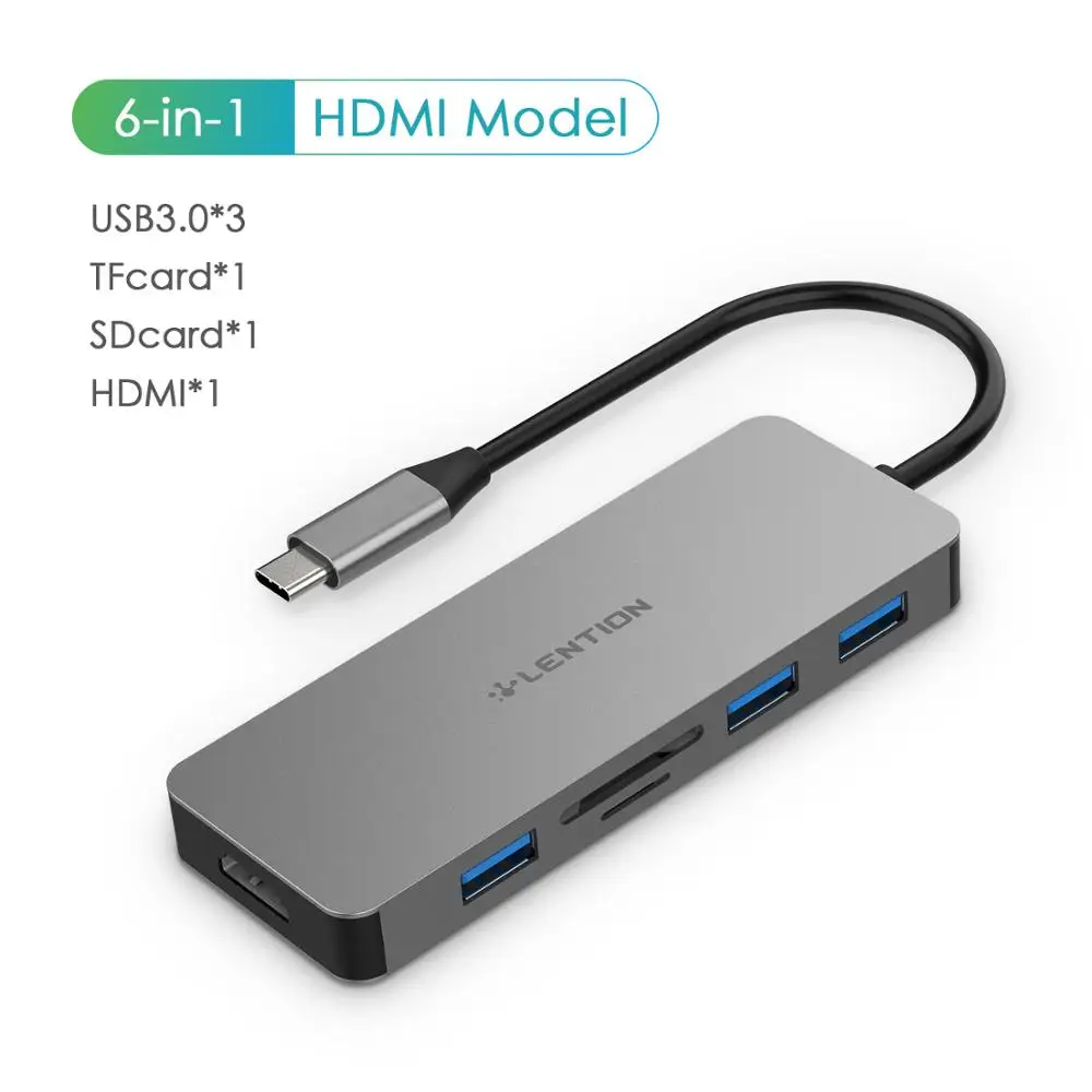 Cena Koncentrator USB C z 4K HDMI, 3 czytniki kart USB 3.0, SD TF dla MacBook Pro 13 15, 2018 2019 Mac Air, na powierzchnię laptopa 2 Go, Chromebook