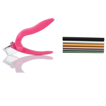 

6 Pcs C-Curve Metal Rod Nail Art & 1 Pcs Nail Clippers Trimmer Stainless Steel Manicure Pink