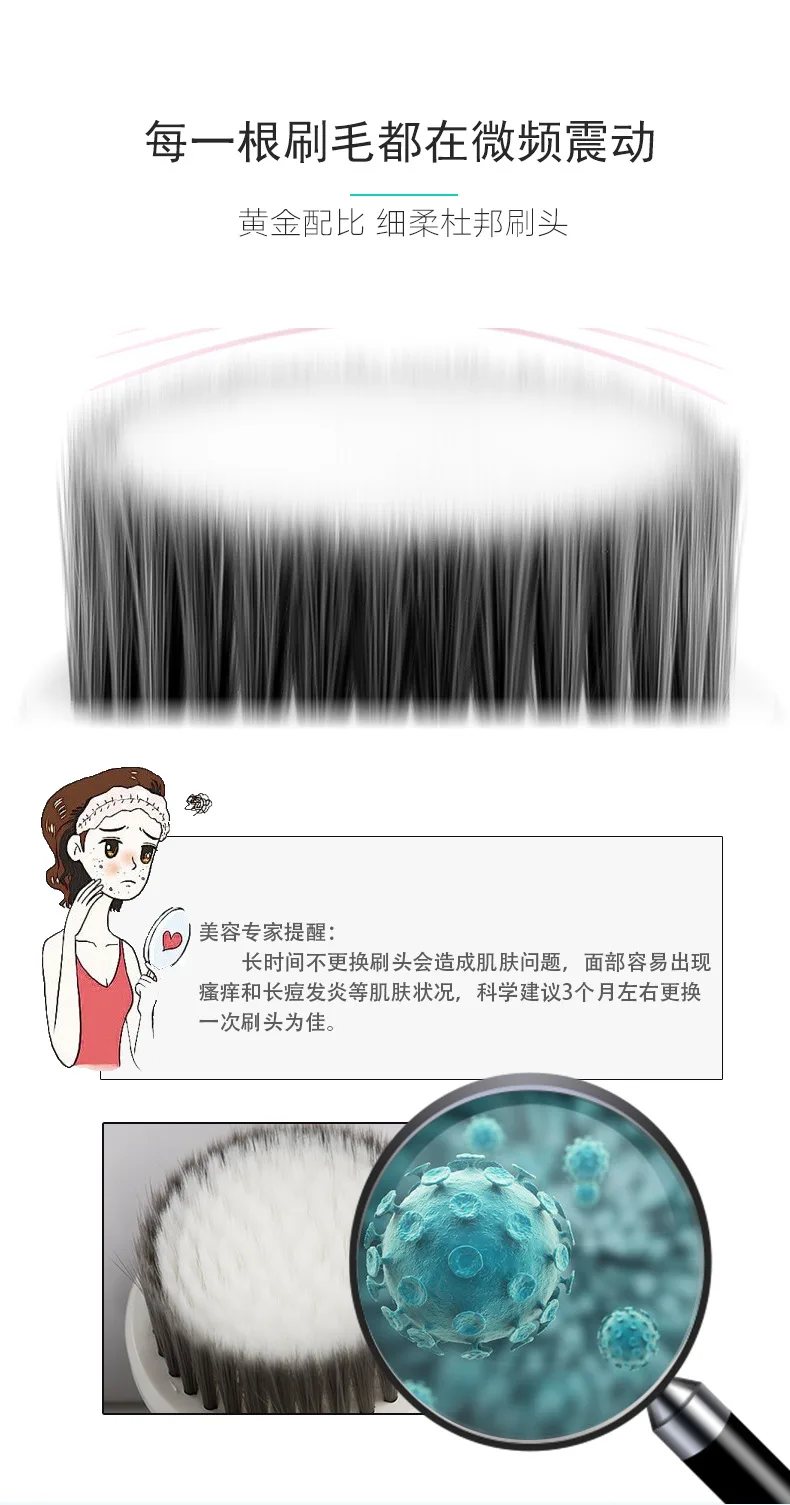 Manufacturers Direct Selling Sound Wave Cleansing Instrument Super Soft DuPont Bristle Battery-Electronic Beauty Apparatus Facia