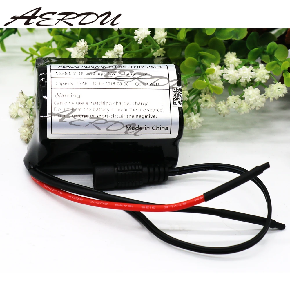 

AERDU 5S1P 15C 1500mah 18V 21V High rate Rechargeable lithium ion 18650 battery pack For power tools
