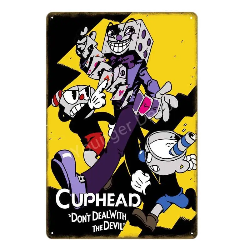 Видео игры Funko поп Cuphead металлический плакат Mugman дьявол легендарная чаша настенные художественные печатные оловянные плакаты домашний декор детский подарок