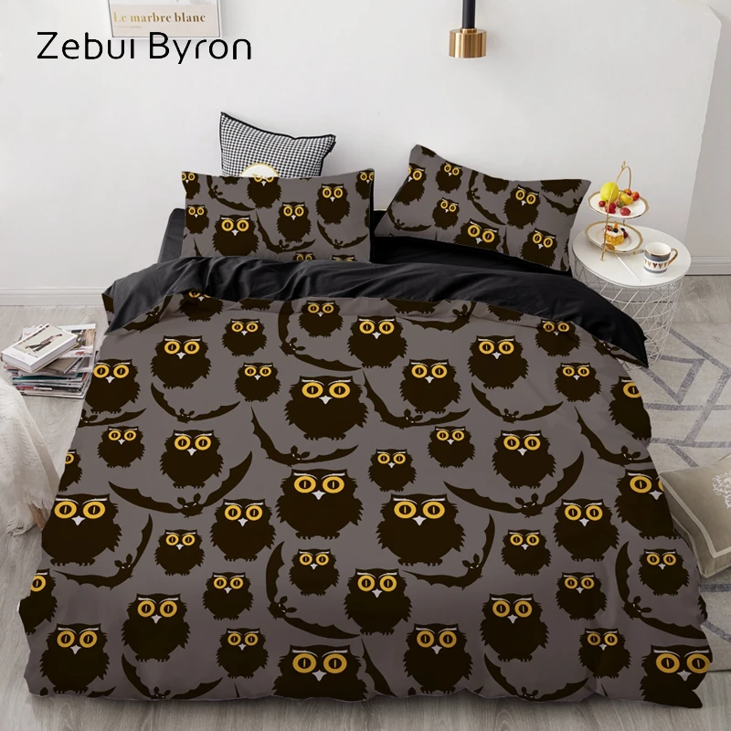 

3D Cartoon Kids Bedding Set For children/baby,Custom/King/Europe Duvet Cover Set,Quilt/Blanket Cover Set,black owl Bedclothes