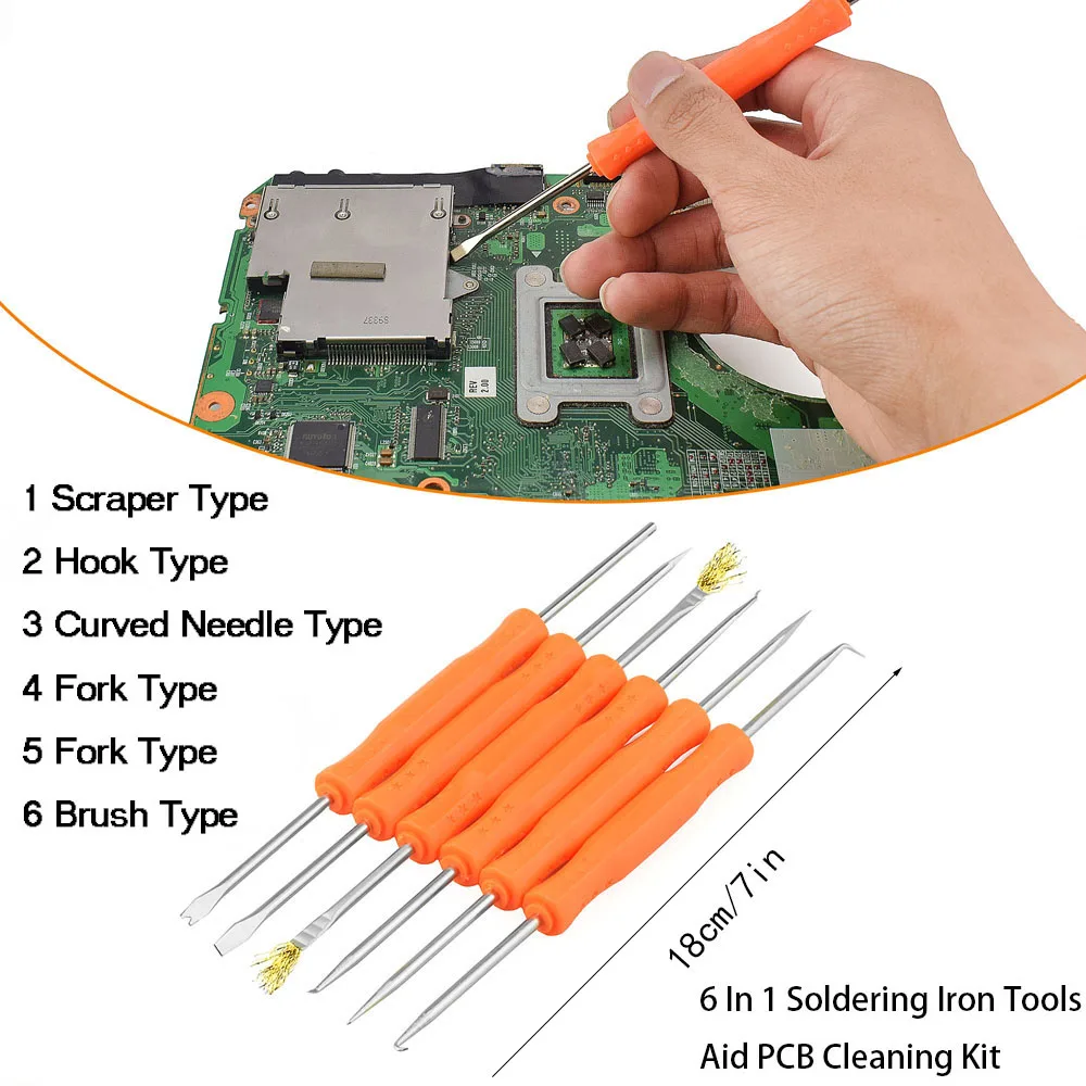 6Pcs Desoldering Aid Tool Kit Soldering Aid Assist Tools PCB Cleaning Kit Repair Tool Electronic Heat Assist Set - Image 6