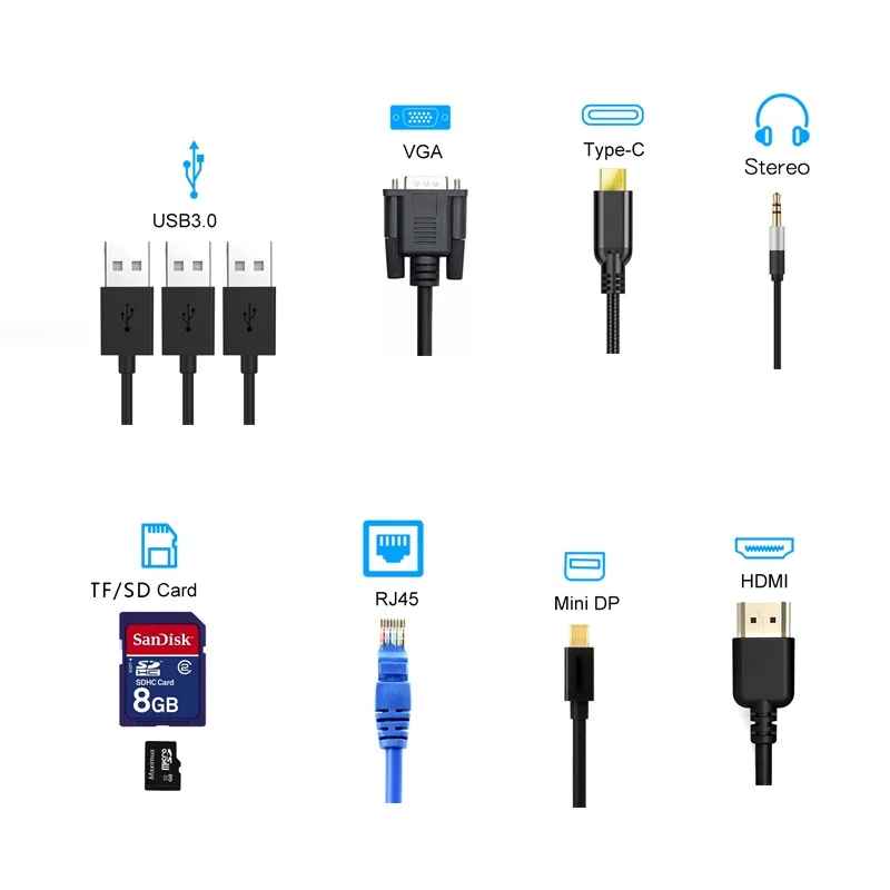 USB 3.0 SD TF card slot for MacBook Pro usb-C Type C PD hub HUB HDMI LAN VGA 3.5MM audio adapter Micro USB for computer splitter