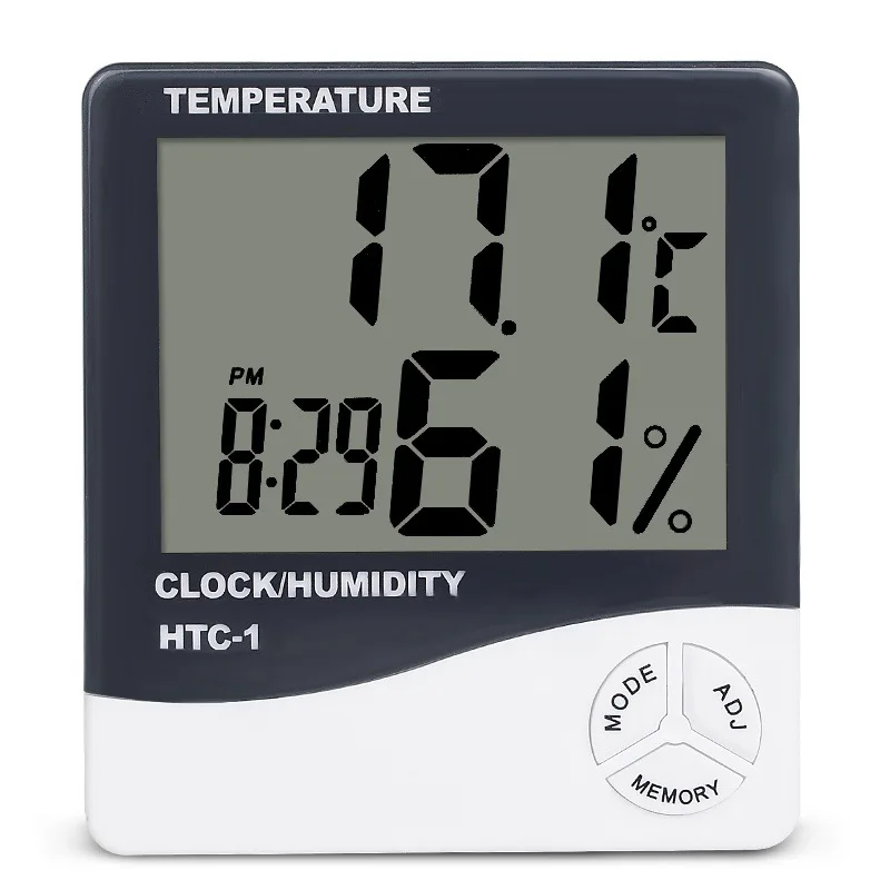 Цифровой гигрометр, термометр, ЖК-дисплей, электронный, для улицы, в помещении, температура, влажность, монитор, будильник - Color: HTC 1
