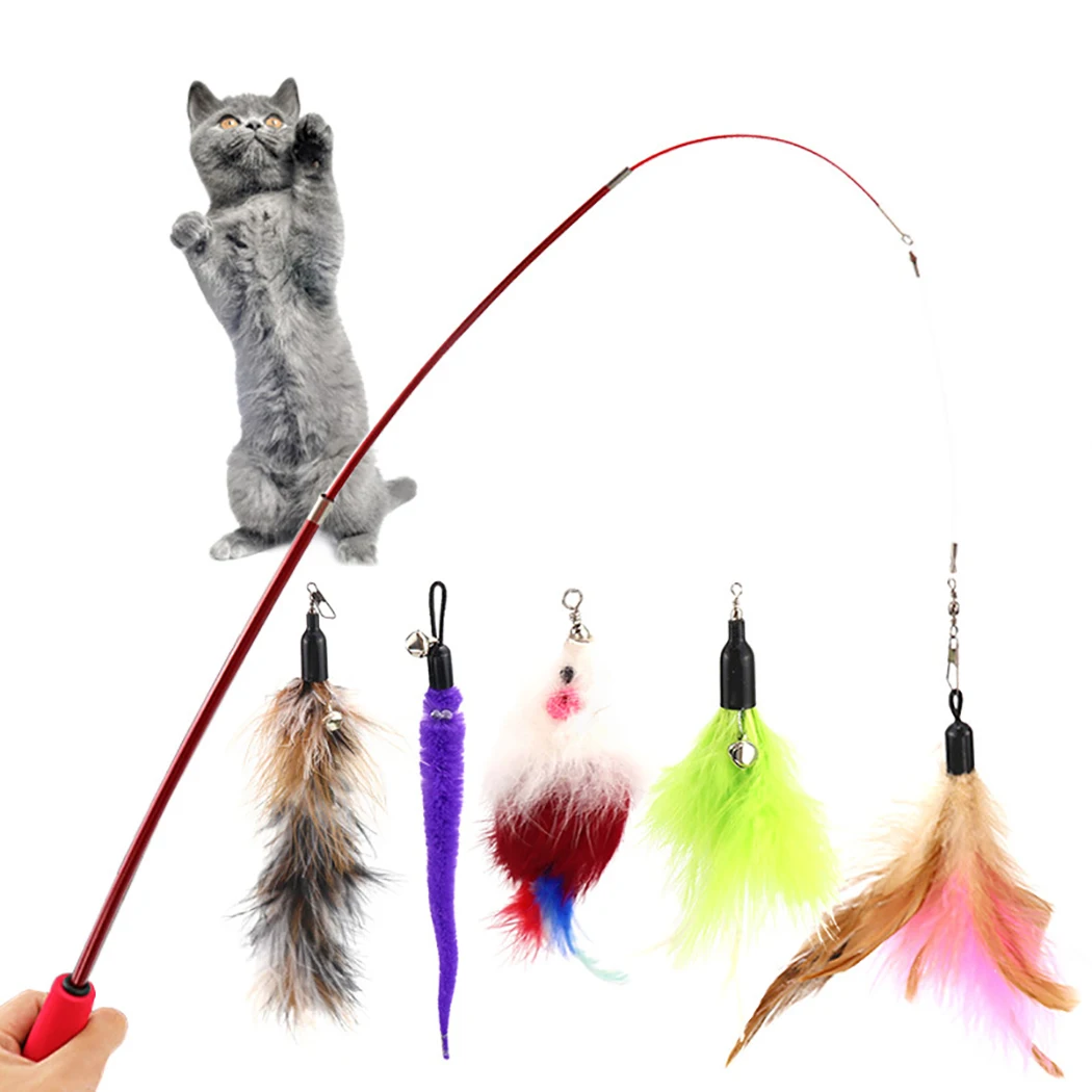 Cute Cat Wands Mouse Replacement-Head Cat-Scratcher-Toys Interactive Kitten 5pcs
