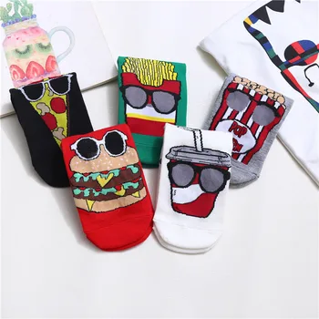 

Funny Women Printing Pizza Potato chips French fries Hamburger Ice Cream Ankle Socks Cotton Short Socks For Cartoon pattern sock