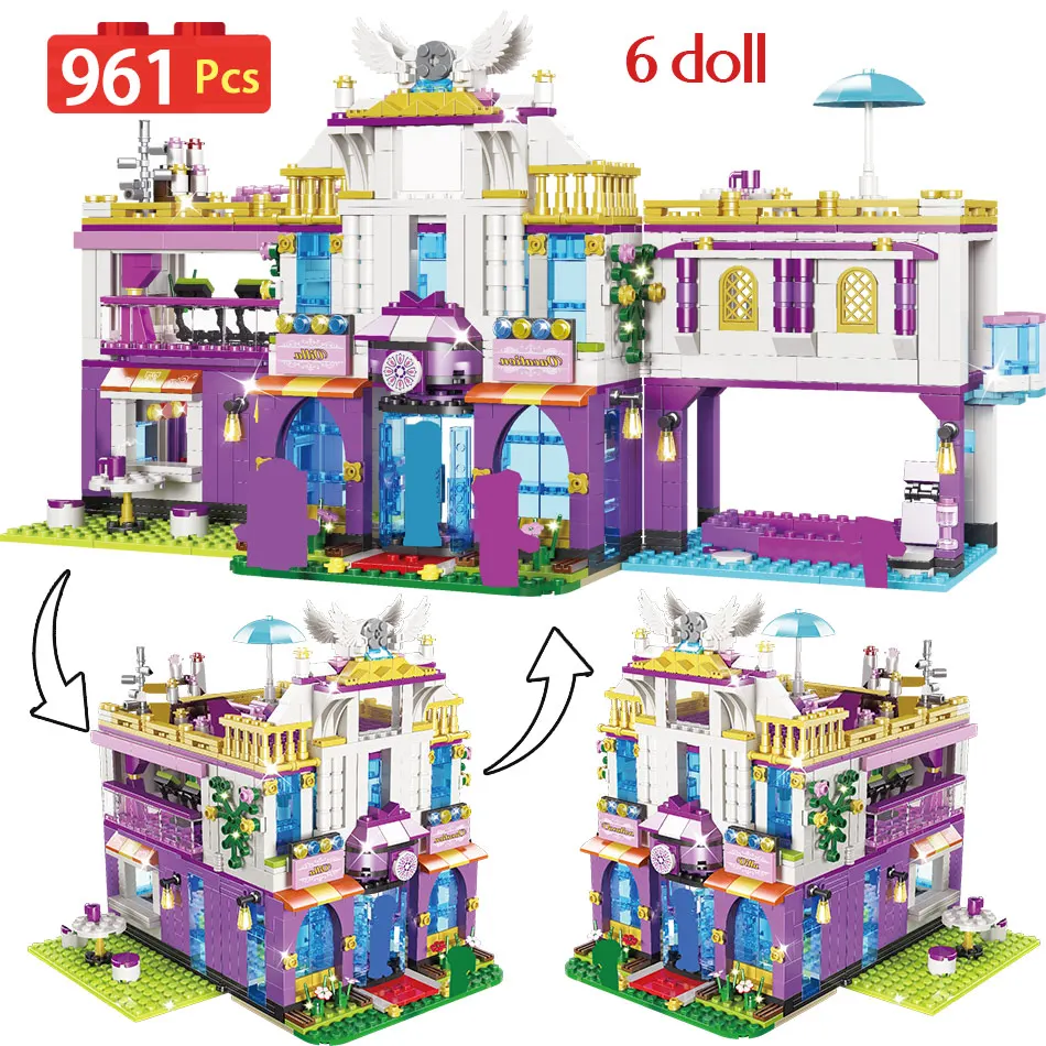

961PCS Private Luxury Villa Building Blocks Compatible Legoinglys Friends Castle Bricks Girls Princess House Toys for Girls