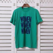 Женская хлопковая Повседневная футболка с буквенным принтом белого и зеленого цвета