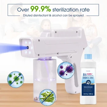 

Hair Spray Humidifier Nano Disinfection Spray Gun Handhold Electrostatic Moisturizing Steam Wireless Blue Ray Anion Sprayer