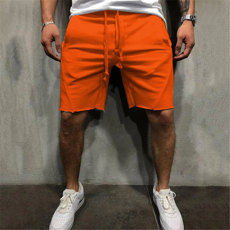YEMEKEMen, летние хлопковые шорты свободного кроя, мужские спортивные штаны для фитнеса, до колен, спортивные штаны, Мужские штаны для бега, тренировки, брендовые короткие штаны - Цвет: orange