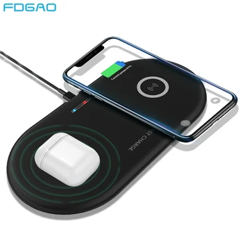 

20W 2 in 1 Qi Wireless Charger For iphone 11 XS XR X 8 Airpods Pro Dual 10W Fast Charging Pad for Samsung S20 S10 Xiaomi Mi 10 9