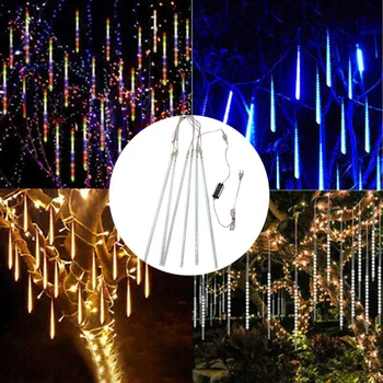 

6Pcs 30CM Party LED Lights US Plug Meteor Shower Rain Snowfall LED String Lights Waterproof Xmas Tree r Party Decoration J50