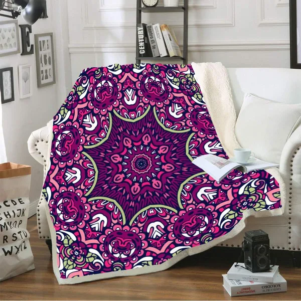 Boho пледы одеяло мягкое шерстяное одеяло 3D цветочные узоры печати этнический стиль диван покрывало зимний лист сон в путешествиях одеяло - Цвет: color-3