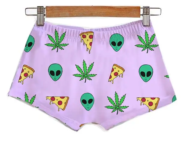 

Summer Sexy Custom Made UFO Pizza and Stonners Sublimation Printing Plus Size Women's Clothing Pants Booty Shorts