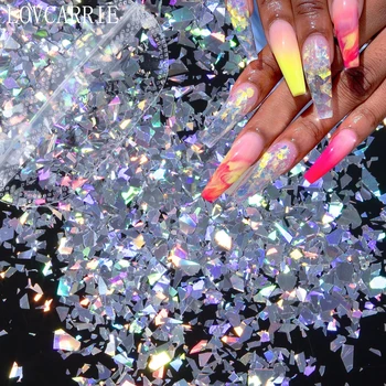 

1 Bag Nail Art Decorations Glass Candy Sparkly Flakes Sequins Mix Size Shape Glitter Powder Chrome Mirror Nails Accessories Tips