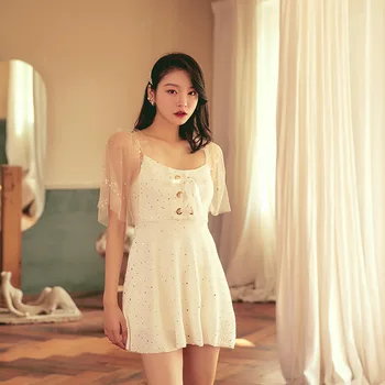 

May Female Beach Plus Size Swimsuit With Cups Bodysuit One Piece One-Piece Suits 2020 New Kind Ins Fake Hot Patchwork Cotton