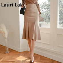 Элегантная женская юбка с высокой талией, юбка русалки, макси, осень весна, облегающая юбка-карандаш, Mujer Jupe размера плюс