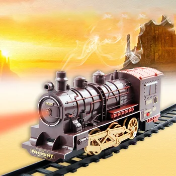 

Retro Smoke Steam Train Small Electric Children's Puzzle Assembling Simulation Classical Rail Car Intelligence Development Toy