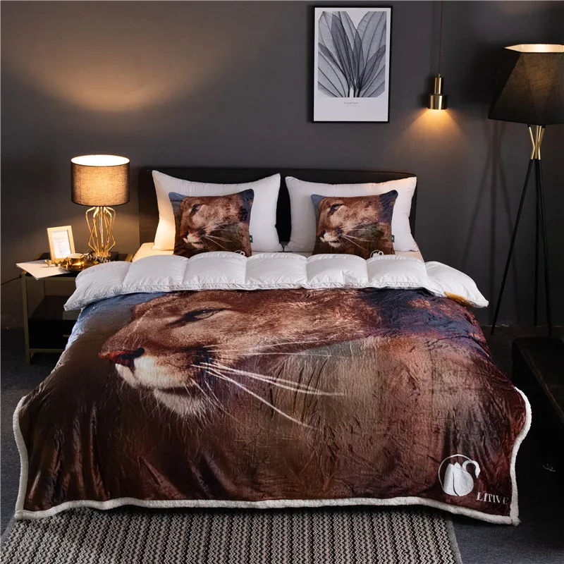

lion pattern Winter Thick Comfy Blanket Adults and Children Fleece Weighted Blankets for Beds Travel