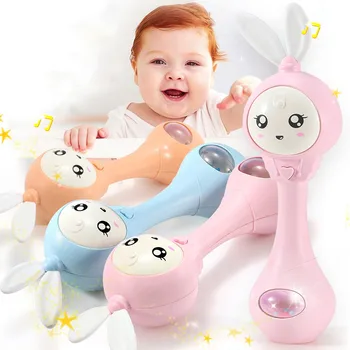 

Baby Toys Hand Bells Puzzle Music and Flashing Shaking Rattles 6-12 Months Sound and Light Rhythm Induction