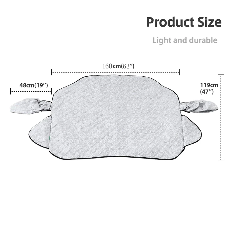 63 дюймов x 47 дюймов лобовое стекло автомобиля снежное покрытие с зеркалом снежные чехлы для защиты лобового стекла и зеркала от снега, льда и мороза f