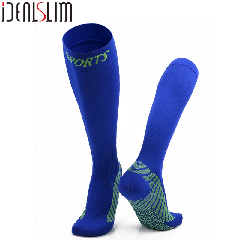 Blue IDEALSLIM варикозное давление носки Медицинский плантатор Fasciitis носки компрессионный наколенник Высокая для облегчения боли для мужчин и женщин - Цвет: Blue