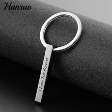 

Personalized Customized Bar Keychain Stainless steel Anti-lost Keyring Laser Engraved Name Date Coordinate Custom Jewelry Gift