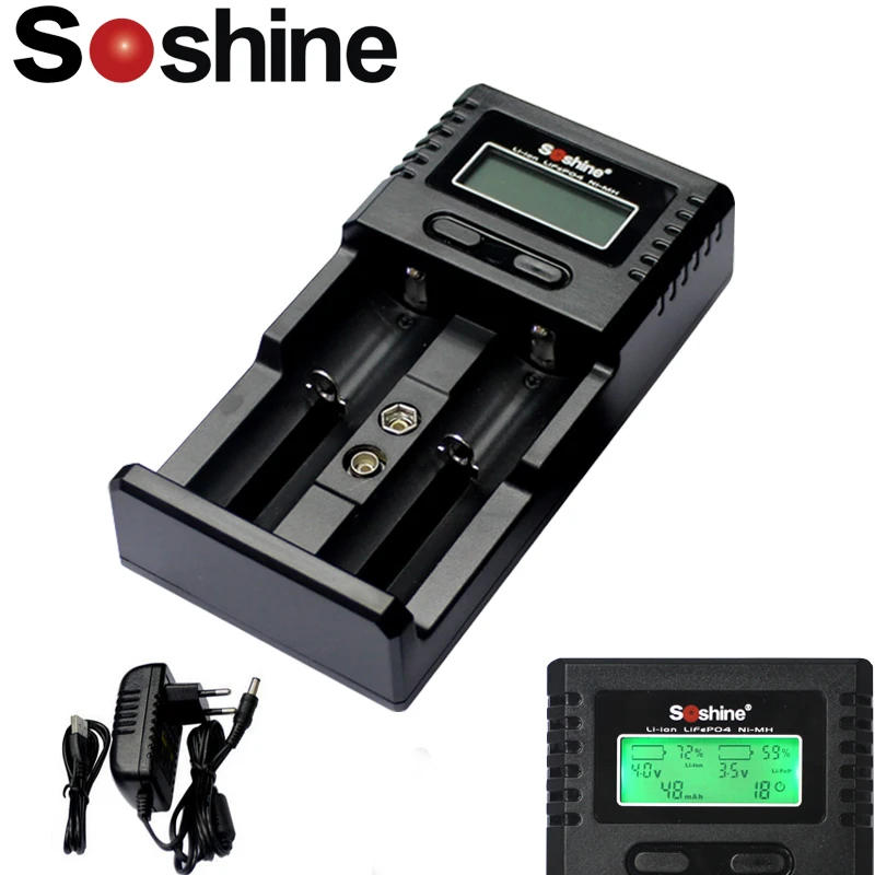 Soshine SC-H2 Li-ion NiMH LiFePO4 1.2v 3.7v 18650 AA Battery USB Charger+12v Car Soshine SC-H2 Li-ion NiMH LiFePO4 1.2v 3.7v 18650 AA Battery USB Charger+12v Car