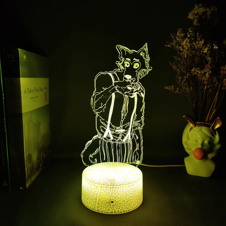 Beastars legoshi 3D Anime Light Acrylic Lamp Figure Legosi Cute Room Decoration 7 Color Changing Fans Art Lighting Collection