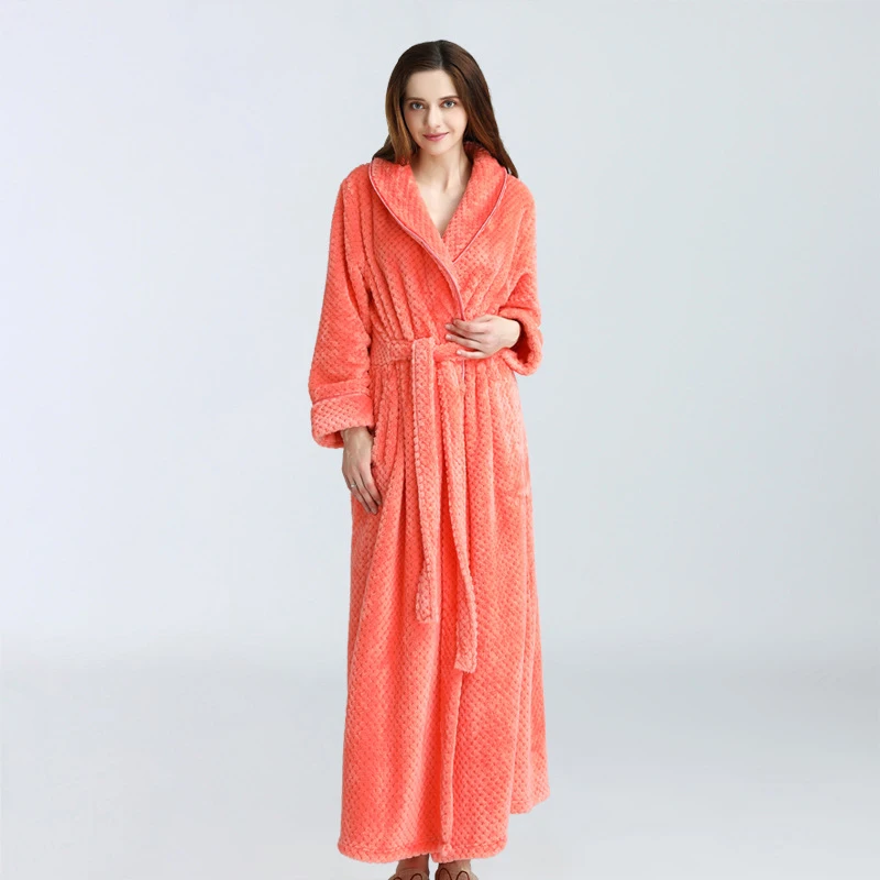 Зимний халат размера плюс, мягкий фланелевый Халат, кимоно, теплый банный халат из кораллового флиса, ночные меховые халаты, халат для мужчин и женщин, одежда для сна - Цвет: Orange