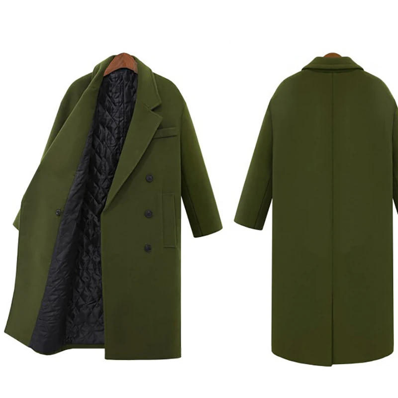 Bella Philosophy зимнее шерстяное длинное пальто куртка повседневное двубортный Рождественский блейзер верхняя одежда элегантное женское пальто Bayan Mont - Цвет: Армейский зеленый