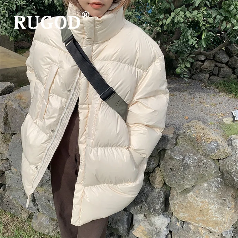 RUGOD, корейский ins, женский пуховик, хлопок, воротник-стойка, на молнии, теплая зимняя куртка, модная женская Повседневная Базовая верхняя одежда