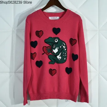 

19 Early Autumn Cartoon Young Girl Age Reduction Lazy Wind Loose Outside Wear Backing Knitting Shirt Sweater Female