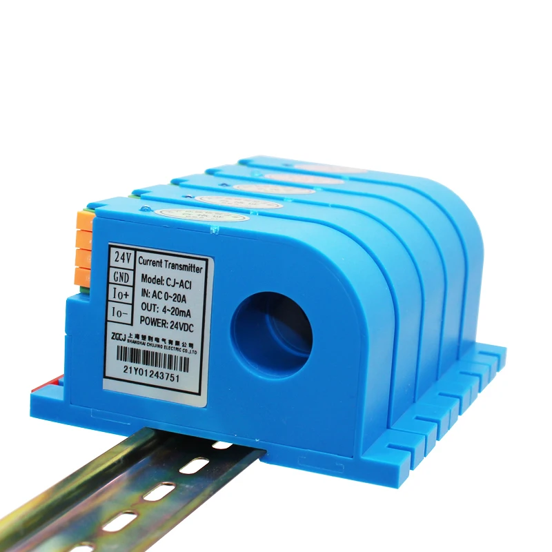 Hall Current Sensor Module Din Type Perforated Current Sensor Support 4-20mA 0-10V Ampere Transmitter Closed Loop Hall Ampere Sensor