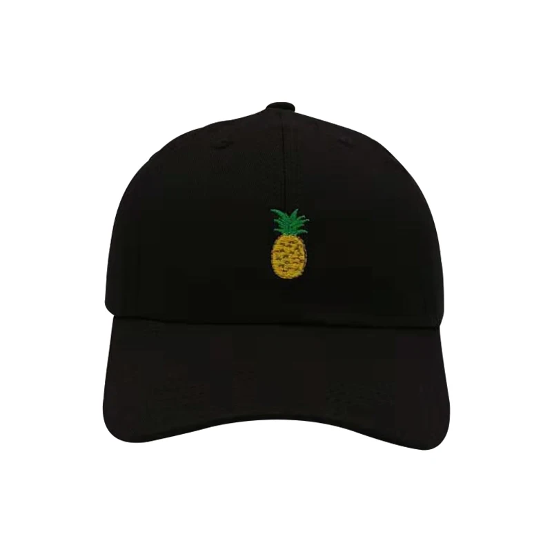 Папа шляпа прекрасный Ежик вышивка бейсболка женская летняя Snapback Мужская кепка s унисекс эксклюзивный выпуск хип-хоп шапки - Цвет: Pineapple black