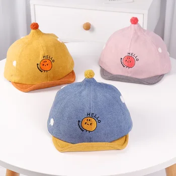 

Baby hats Personality spire ball cartoon children's hat autumn new English soft along cap 1-2 years old baby hat kids beanies