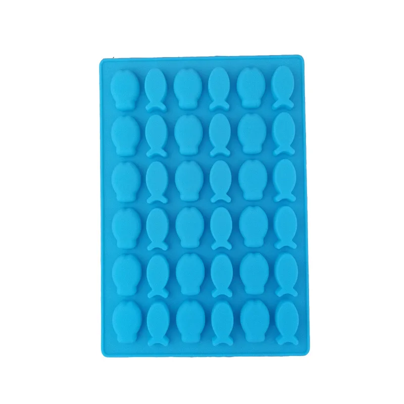 36 отверстий творческий 3D в форме рыбы DIY силиконовые формы для пирога формы для шоколадной глазури торт приборы для украшения выпечки украшения - Цвет: Синий